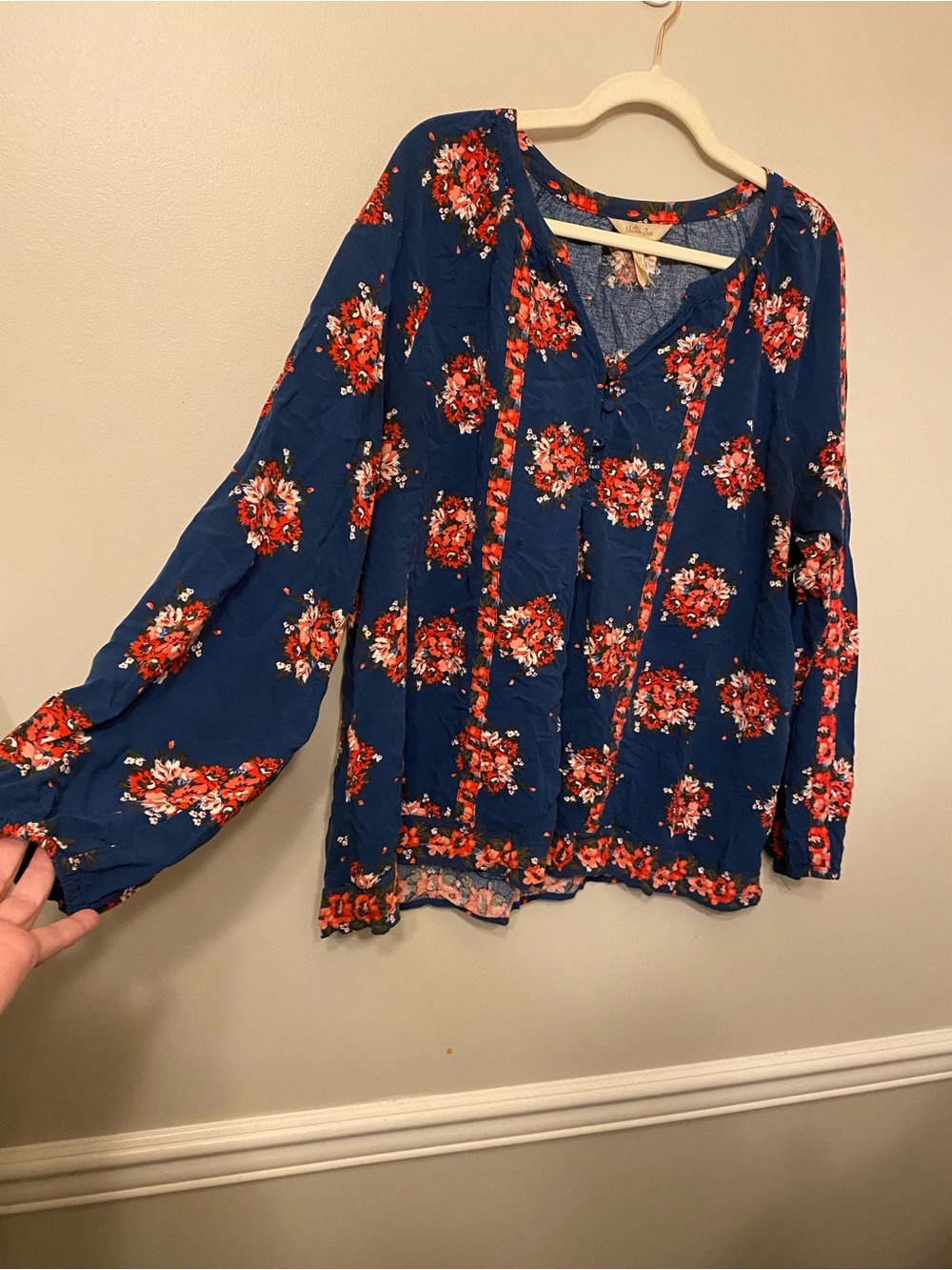 Matilda Jane Navy Blue Floral V-Neck Long Sleeve Blouse